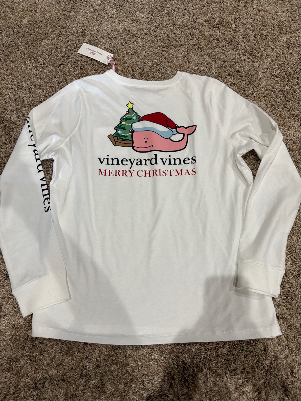 Vineyard Vines White Womens Long-Sleeve Whale Christmas Tee